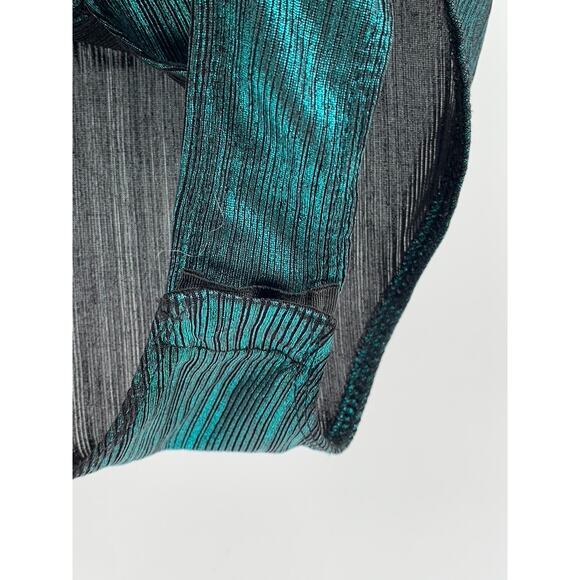 BLA SHE Women's Dark Green Metallic Cowl-Neck Spaghetti Strap Bodysuit SZ L - Picture 8 of 10